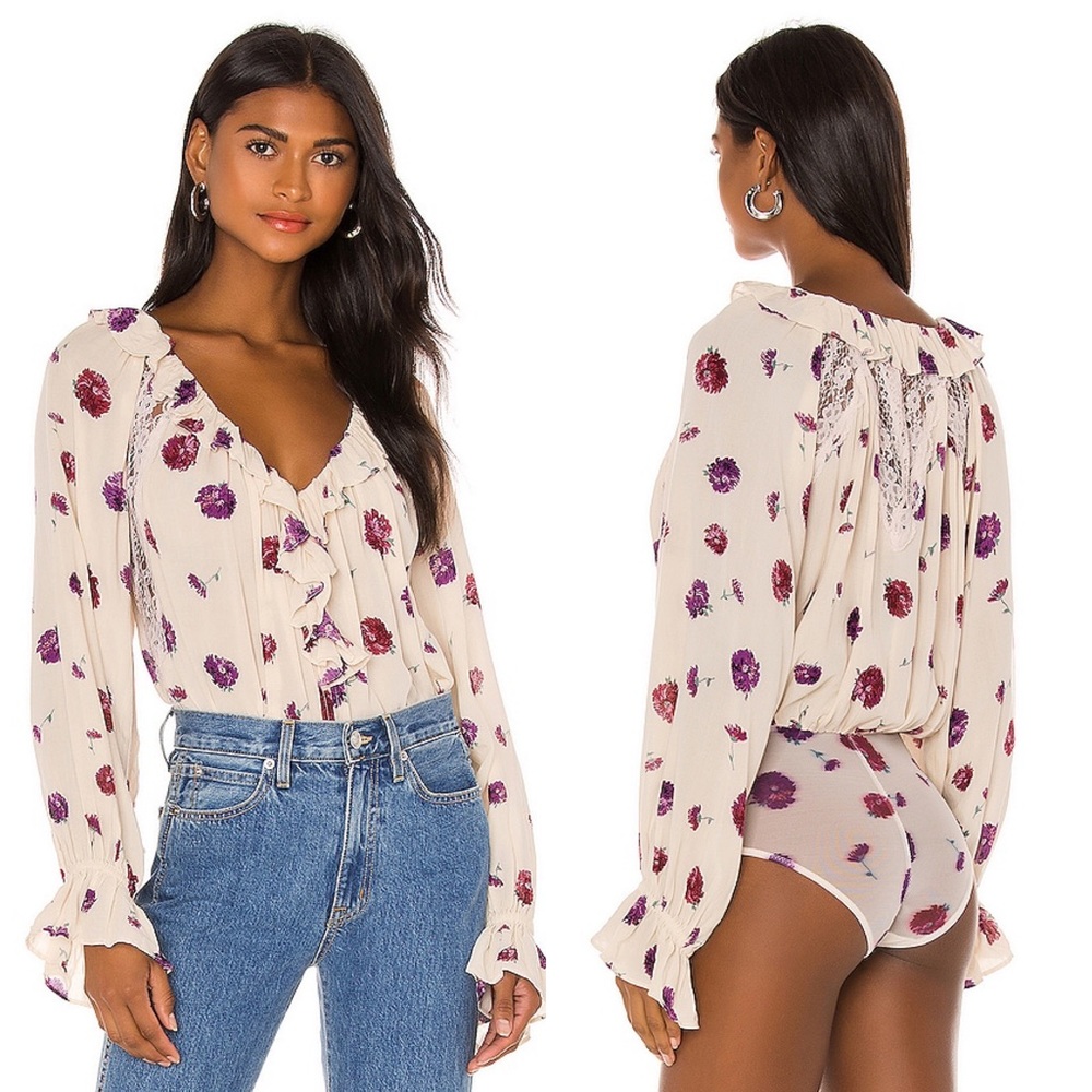 NWT Free People Poppy Printed Bodysuit